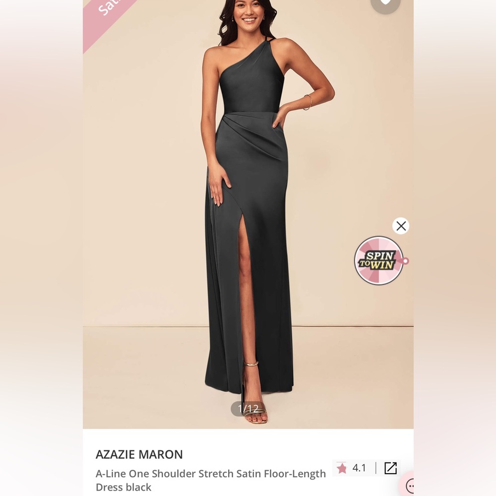 Azazie Maron Black Satin Bridesmaids Dress Size 0